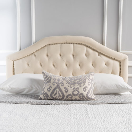 Tufted Upholstered Headboard Queen Size, Solid Wood Head Board with Durable Metal Legs, Adjustable Height Queen headboard with Nailhead Trim in Bedroom - Beige - Fabric - Not Specified - Beige