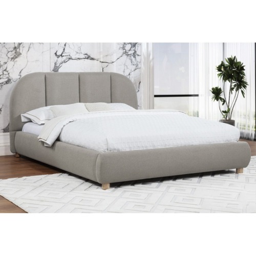Modern/Contemporary Soft Burlap Fabric Queen Bed, Upholstered 1Pc Bedroom Platform Bed Frame, Light Tan - Plywood - Contemporary,Modern - Slat Beds - Box Spring Not Required - Engineered Hardwood - Wood