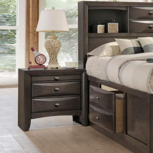 Gray Simple Contemporary 1pc Nightstand Solid wood Bedside Table Knob Pulls 2-Drawers Bedside Table - Engineered Wood,Solid Wood - Classic,Contemporary,Glam - Bedroom - 2 Drawers - Easy Assembly - Bedside Cabinet - Engineered Wood - Not Specified - Not Specified - Not Specified - Not Specified - Not Specified - Not Specified - Not Specified
