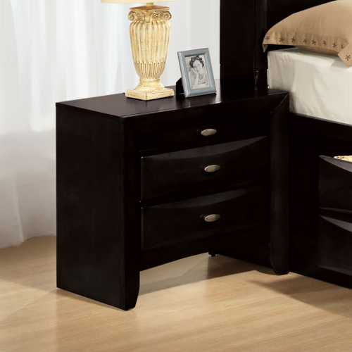 Black Color Simple Contemporary 1pc Nightstand Solid wood Bedside Table Knob Pulls 2-Drawers Bedside Table - Engineered Wood,Solid Wood - Classic,Contemporary,Glam - Bedroom - 2 Drawers - Easy Assembly - Bedside Cabinet - Engineered Wood - Not Specified - Not Specified - Not Specified - Not Specified - Not Specified - Not Specified - Not Specified