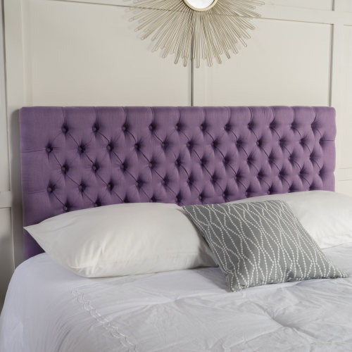 Tufted Upholstered Queen Size Bed Headboard in Modern Button Design, Adjustable Solid Wood Head Board, Solid Wood Head Board with Durable Metal Legs in Bedroom - Light Purple - Fabric - Not Specified - Light Purple