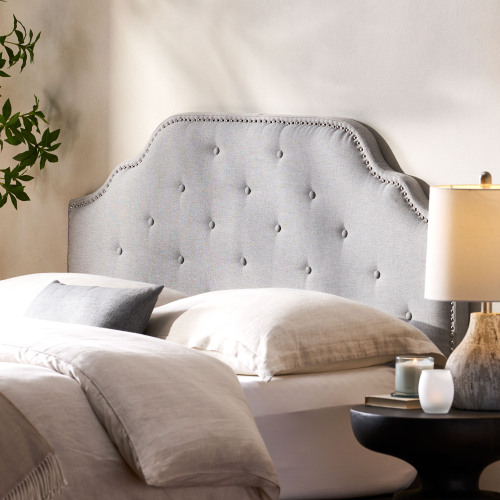 Tufted Upholstered Headboard Queen Size, Solid Wood Head Board with Durable Metal Legs, Adjustable Height Queen headboard with Nailhead Trim,fabric Headboard in Modern Button Tuffted Design - LIGHT GREY - Not Specified - LIGHT GREY - Not Specified