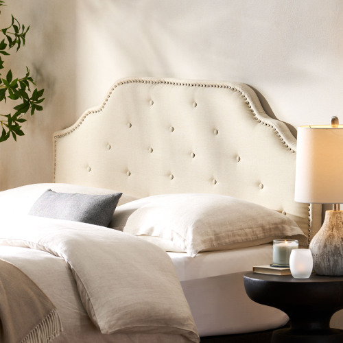 Tufted Upholstered Headboard Queen Size, Solid Wood Head Board with Durable Metal Legs, Adjustable Height Queen headboard with Nailhead Trim,fabric Headboard in Modern Button Tuffted Design - Beige - Not Specified - Beige