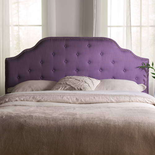 Tufted Upholstered Headboard Queen Size, Solid Wood Head Board with Durable Metal Legs, Adjustable Height Queen headboard with Nailhead Trim,fabric Headboard in Modern Button Tuffted Design - Light Purple - Not Specified - Light Purple