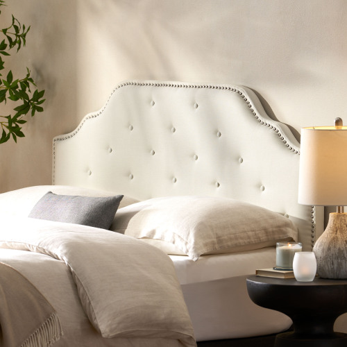 Tufted Upholstered Headboard Queen Size, Solid Wood Head Board with Durable Metal Legs, Adjustable Height Queen headboard with Nailhead Trim,fabric Headboard in Modern Button Tuffted Design - Ivory - Not Specified - Ivory