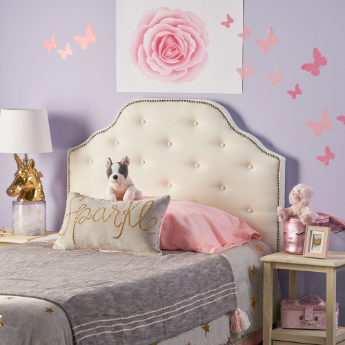 Tufted Upholstered Headboard Twin Size, Solid Wood Head Board with Durable Metal Legs, Adjustable Height Twin headboard with Nailhead Trim,fabric Headboard in Modern Button Tuffted Design - Ivory - Ivory - Not Specified