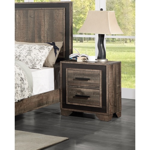 Oak Finish 1pc Nightstand Paper veneer Bedroom Furniture 2-Drawers Bedside Table - Particle Board - Contemporary,Modern,Transitional - 2 Drawers - Bedside Cabinet - Particle Board - Not Specified - Not Specified - Not Specified - Not Specified