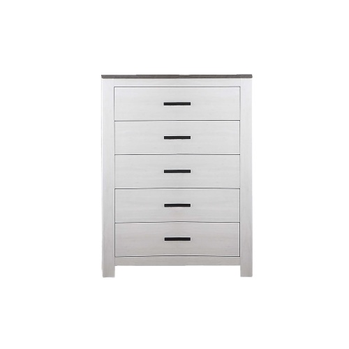 Modern Style 1pc Chest Two Tone Design Sleek Handles Bar Handles White Finish Bedroom Furniture - Paper,Particle Board+MDF - Not Specified - Not Specified - Paper - Not Specified - Not Specified - Not Specified - Not Specified