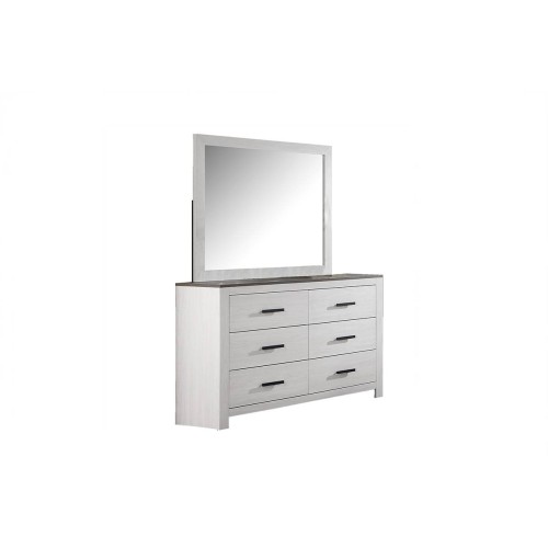 Modern Style 1pc Dresser Two Tone Design Sleek Handles Bar Handles Six Drawers White Finish Bedroom Furniture - Paper,Particle Board+MDF - Not Specified - Not Specified - Paper - Not Specified - Not Specified - Not Specified - Not Specified
