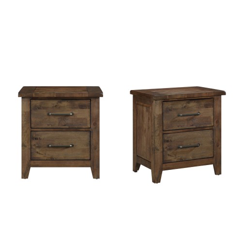 Classic Transitional Set of 2 Side Table Brown Finish Wooden Bedroom Nightstands Rustic Furniture - Classic,Transitional - 2 Drawers - Not Specified - Not Specified - Not Specified - Not Specified
