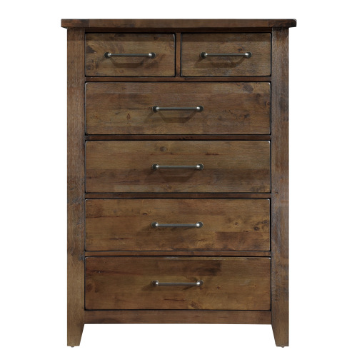 Classic Transitional Storage Chest of 6 Drawers Brown Finish Rustic Bedroom Furniture 1pc Tall Dresser - Brown Mix - Wood - Classic,Rustic,Transitional - Not Specified - Brown Mix - Wood - Not Specified - Not Specified - Not Specified - Not Specified