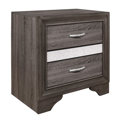 Glamorous Two-Tone Finish Nightstand Hidden Jewelry Drawer Polish Chrome Bar Bedroom Furniture - Multicolor - Wood - 3 Drawers - Multicolor - Not Specified - Not Specified - Not Specified - Not Specified - Not Specified - Not Specified