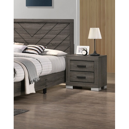 Bedroom Furniture Traditional Look Unique Wooden Nightstand Drawers Bed Side Table Grey - Gray - Rubber Wood - Modern,Transitional - 2 Drawers - Bedside Cabinet - Rubberwood - Gray - Rubber Wood - Not Specified - Not Specified - Not Specified - Not Specified