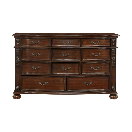Classic Traditional 1pc Dresser of 11 Drawers Cherry Finish Formal Bedroom Furniture Carving Wood Design - Ornate Traditional,Traditional - Not Specified - Not Specified - Not Specified - Not Specified - Not Specified - Not Specified