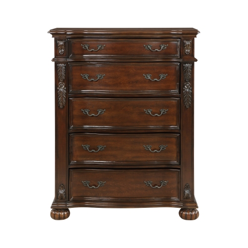 Classic Traditional 1pc Chest of 5 Drawers Cherry Finish Formal Bedroom Furniture Carving Wood Design - Ornate Traditional,Traditional - Not Specified - Not Specified - Not Specified - Not Specified - Not Specified - Not Specified