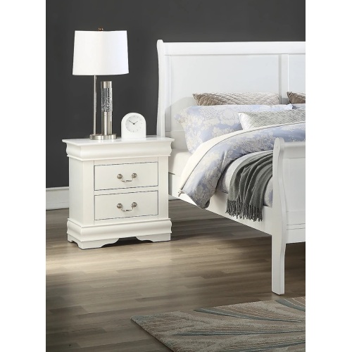 1pc White Finish Two Drawers Louis Philip Nightstand Solid Wood Contemporary & Simple Style - Not Specified - Not Specified - Not Specified - Not Specified - Not Specified - Not Specified - Not Specified - Not Specified - Not Specified