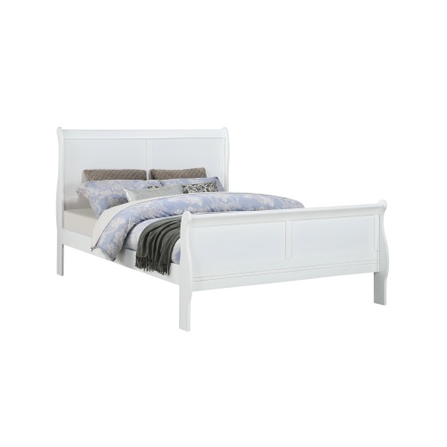 Louis Phillipe White Finish King Size Panel Sleigh Bed Solid Wood Wooden Bedroom Furniture - Not Specified - Contemporary - Not Specified - Not Specified - Not Specified - Not Specified - Not Specified - Not Specified