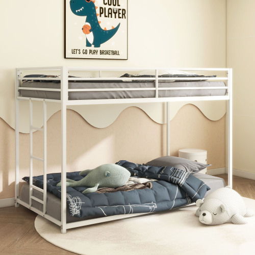 Same as B083P160613 Adam Sturdy Twin over Twin Bunk Bed Metal White for Kids and Adult, Low Profile and Easy Climbing with Stable Ladder - Bedroom - Bed Frame - Box Spring Not Required
