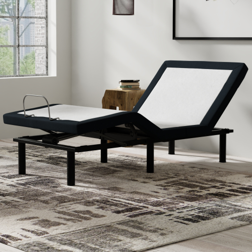 Model P2 Adjustable Base Twin Long: Massage, USB, LED Night Light, Zero Clearance - White+ Charcoal - Metal - Twin XL