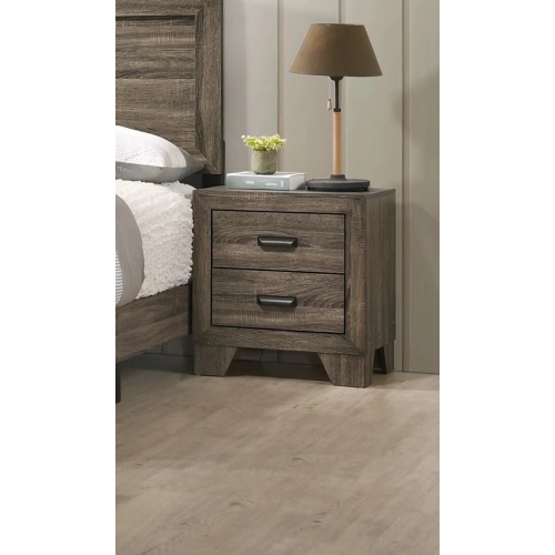 1pc Transitional 2-Drawer Nightstand with Metal Hardware Rustic Gray Finish Bedroom Furniture - Wood - 2 Drawers - Bedside Cabinet - Not Specified - Not Specified - Not Specified - Not Specified - Not Specified - Not Specified - Not Specified - Not Specified - Not Specified