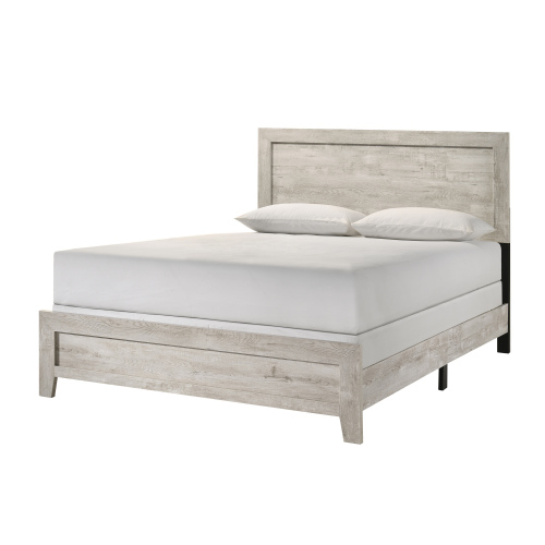 Whitewashed Wood Finish 1pc Queen Size Panel Bed Beautiful Wooden Bedroom Furniture Contemporary Style - Not Specified - Not Specified - Not Specified - Bed Frame - Box Spring Required - Not Specified - Not Specified - Not Specified - Not Specified