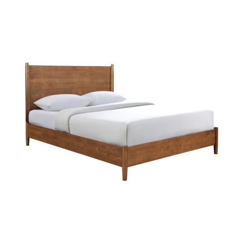 Walnut Color Panel Headboard Full Size Bed Solid wood 1pc Bedframe Mattress Ready Mid-Century Modern Style - Contemporary,Mid-Century Modern,Transitional - Bed Frame - Box Spring Required - Bedroom - Not Specified - Not Specified - Not Specified - Not Specified - Not Specified - Not Specified