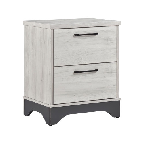 Contemporary Two-Tone White Oak and Gray Finish 2-Drawer Nightstand Bedroom Furniture 1pc - Gray,White Oak - Wood - Contemporary,Modern - 2 Drawers - Bedside Cabinet - Wood - Not Specified - Not Specified