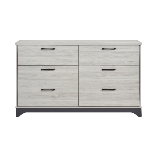 Contemporary 6-Drawer Storage Dresser Wooden Bedroom Furniture 1pc Two-Tone Finish White Oak and Gray - Gray,White Oak - Contemporary,Modern - Not Specified - Not Specified - Not Specified - Not Specified