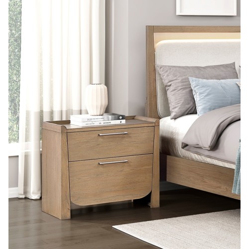 1pc Modern Light Brown Finish Nightstand with Storage Drawers Wooden Bedroom Furniture Stunning Design - Contemporary,Modern - 2 Drawers - Bedside Cabinet - Not Specified - Not Specified - Not Specified - Not Specified