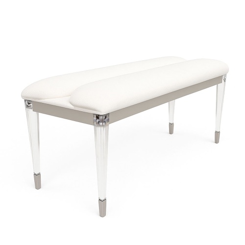 Contemporary Silver 1pc Bench Acrylic Legs Engineered Wood Bedroom Furniture Upholstered Seat Bench - Engineered Wood,Rubber Wood - Classic,Contemporary,Glam - Not Specified - Not Specified - Not Specified - Not Specified - Rubber Wood - Not Specified - Not Specified - Not Specified - Not Specified - Not Specified - Not Specified - Not Specified - Rectangular