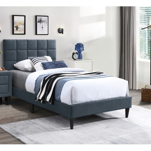 Luxurious Bed 1pc Full Size Biscuit Tufting And Adjustable Headboard Charcoal Finish Bedroom Furniture - Linen - Not Specified - Luxury - Bed Frame - Box Spring Not Required - Not Specified - Wood - Not Specified - Not Specified - Not Specified - Not Specified - Not Specified - Not Specified