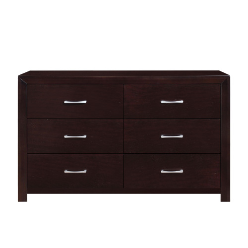 Espresso Finish 1pc Dresser of 6x Drawers Silver Tone Bar Pulls Contemporary Design Bedroom Furniture - Wood - Not Specified - 5 Drawers & Above - Not Specified - Not Specified - Not Specified - Not Specified - Not Specified