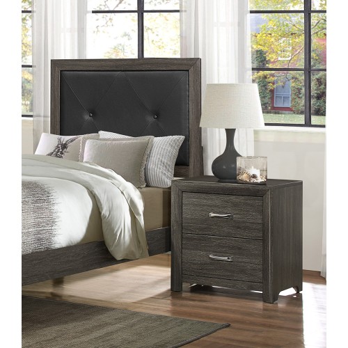 Dark Gray Finish Nightstand 1pc Chrome Tone Handles Contemporary Design Bedroom Furniture Bed Side Table - Wood - Wood - Not Specified - 2 Drawers - Not Specified - Not Specified - Not Specified - Not Specified
