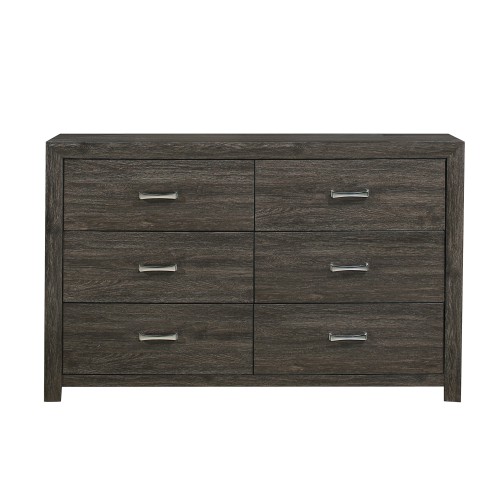Dark Gray Finish 1pc Dresser of 6x Drawers Chrome Tone Handles Contemporary Design Bedroom Furniture - Wood - Wood - Not Specified - Not Specified - Not Specified - Not Specified - Not Specified - Not Specified
