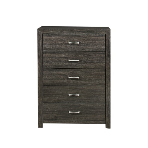 Dark Gray Finish Storage Drawers Chest 1pc Chrome Tone Handles Contemporary Design Bedroom Furniture - Wood - Wood - Not Specified - Not Specified - Not Specified - Not Specified - Not Specified - Not Specified