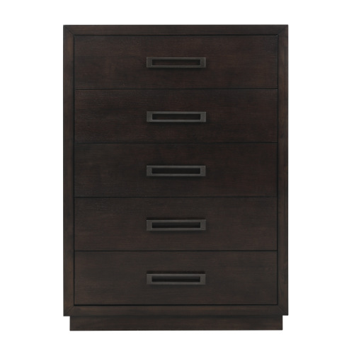 Modern Bedroom Furniture 1pc Chest of 5x Drawers Charcoal Finish Stylish Gunmetal Tone Handles - Wood - Not Specified - Not Specified - Not Specified - Not Specified - Not Specified - Not Specified - Not Specified
