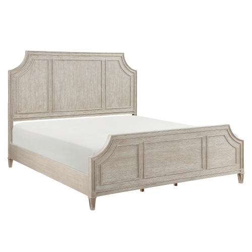 Traditional Design Bedroom Furniture 1pc Queen Bed Light Brown Finish Curved Framing Wooden Furniture - Box Spring Required