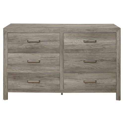 Rusticated Style Weathered Gray Finish 1pc Dresser of 6x Drawers Transitional Bedroom Wooden Furniture - Not Specified - 5 Drawers & Above - Not Specified - Not Specified - Not Specified - Not Specified