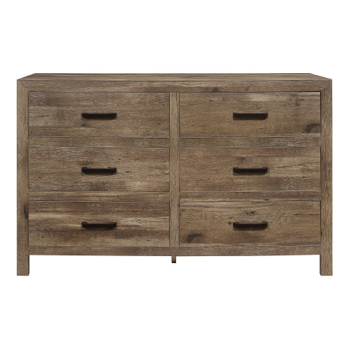 Rustic Style Dresser w 6 Storage Drawers Weathered Pine Finish Wooden Bedroom Furniture - Old Pine - Classic,Transitional - Not Specified - Not Specified - Old Pine - Not Specified - Not Specified - Not Specified - Not Specified