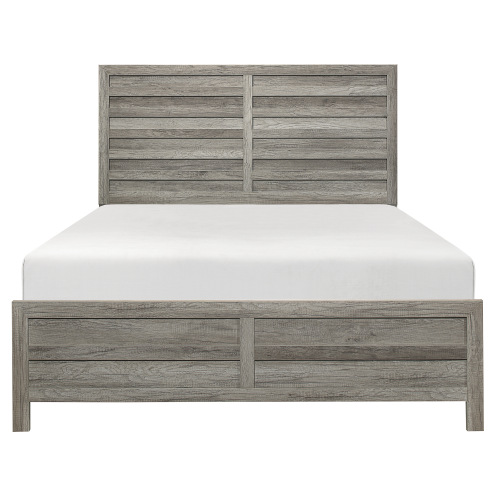 Weathered Gray Finish Queen Bed 1pc Wooden Rustic Style Bedroom Furniture - Not Specified - Not Specified - Panel - Box Spring Required