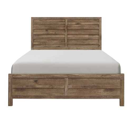 Weathered Pine Finish 1pc Full Bed Modern Line Pattern Rustic Style Wooden Bedroom Furniture - Brown Mix - Not Specified - Brown Mix - Bed Frame - Box Spring Required