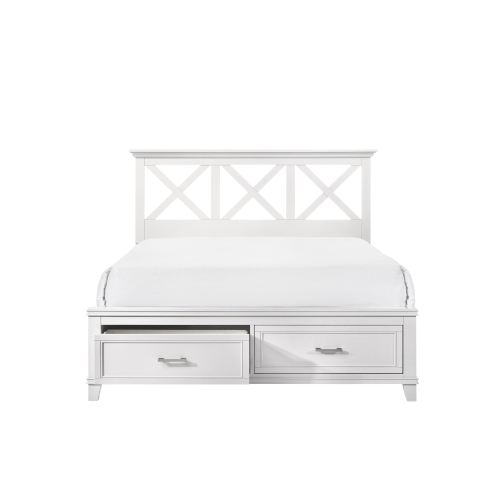 Queen X Storage Bed - White - Solid Wood+MDF - Not Specified - Not Specified - Not Specified