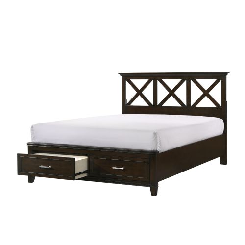Queen X Storage Bed - Mahogany - Solid Wood+MDF - Not Specified - Not Specified - Not Specified