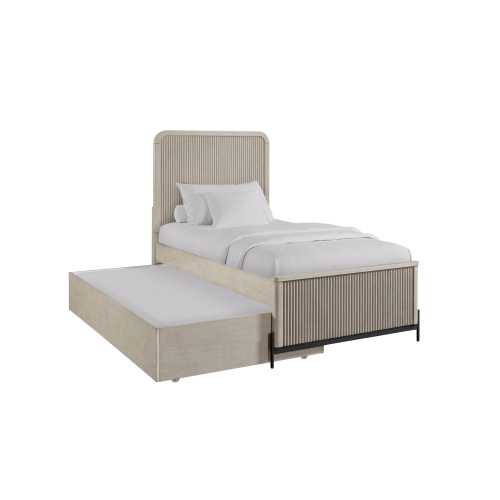 Twin Over Twin Trundle Bed - Taupe - Solid Wood+MDF - Not Specified - Not Specified - Not Specified