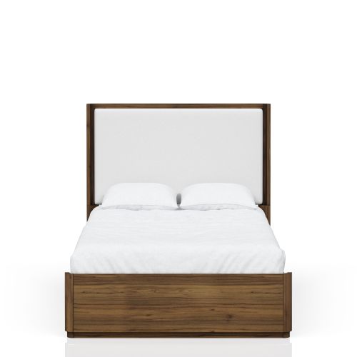 Queen Upholstered Bed in Walnut - Solid Wood+MDF - Not Specified - Not Specified - Not Specified
