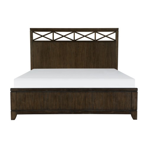 Contemporary Style Bedroom 1pc Queen Bed Headboard with X-frame Insert Dark Brown Finish Wooden Furniture Modern Look - Contemporary,Modern - Not Specified - Not Specified - Panel - Box Spring Required