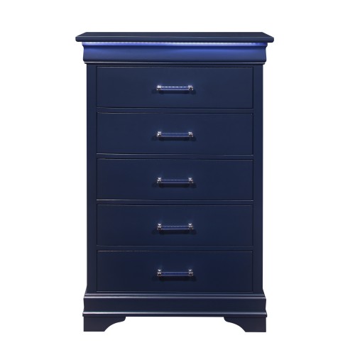 CHARLSTON BLUE CHEST WITH LED - Solid Wood+MDF - Solid Wood+MDF - Modern - Bedroom - Rubberwood - Not Specified - Not Specified - Not Specified - Not Specified - Not Specified - Not Specified - Not Specified - Not Specified - Not Specified