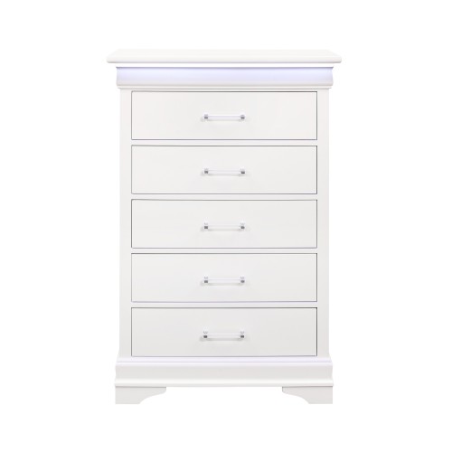 CHARLSTON WHITE CHEST WITH LED - Solid Wood+MDF - Solid Wood+MDF - Modern - Bedroom - Rubberwood - Not Specified - Not Specified - Not Specified - Not Specified - Not Specified - Not Specified - Not Specified - Not Specified - Not Specified - Not Specified