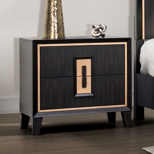 Modern Espresso Bedside Table Bedroom Furniture 1pc Nightstand Gold Accent Trim Wooden Finger Pull - Engineered Wood,Solid Wood - Classic,Contemporary,Modern,Transitional - Dining Room - Rubberwood - 2 Drawers - Easy Assembly - Bedside Cabinet - Engineered Wood - Not Specified - Not Specified - Not Specified - Not Specified - Not Specified - Not Specified - Not Specified - Not Specified - Not Specified - Not Specified - Not Specified - Not Specified - Not Specified - Not Specified - Not Specified - Not Specified - Not Specified