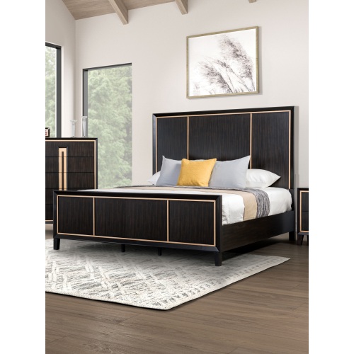 Bedroom Furniture 1pc Queen Size Bed Espresso High Panel Headboard Gold Accent Trim - Engineered Wood,Solid Wood - Classic,Contemporary,Modern,Transitional - Dining Room - Rubberwood - Not Specified - Not Specified - Not Specified - Engineered Wood - Box Spring Required - Wood - Not Specified - Not Specified - Not Specified - Not Specified - Not Specified - Not Specified - Not Specified - Not Specified - Not Specified - Not Specified - Not Specified - Not Specified - Not Specified